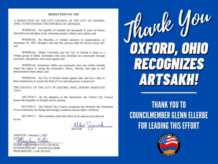 City of Oxford, Ohio recognizes Artsakh - The US Armenians